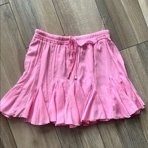 Entro Pink Ruffled Skater Mini Skirt